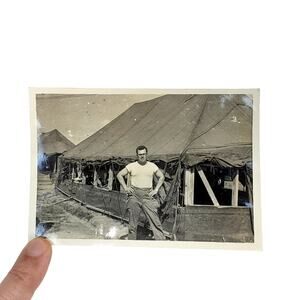 Vtg Soldier Nick in Korea Original Monochrome Photography Found Snapshot 1952